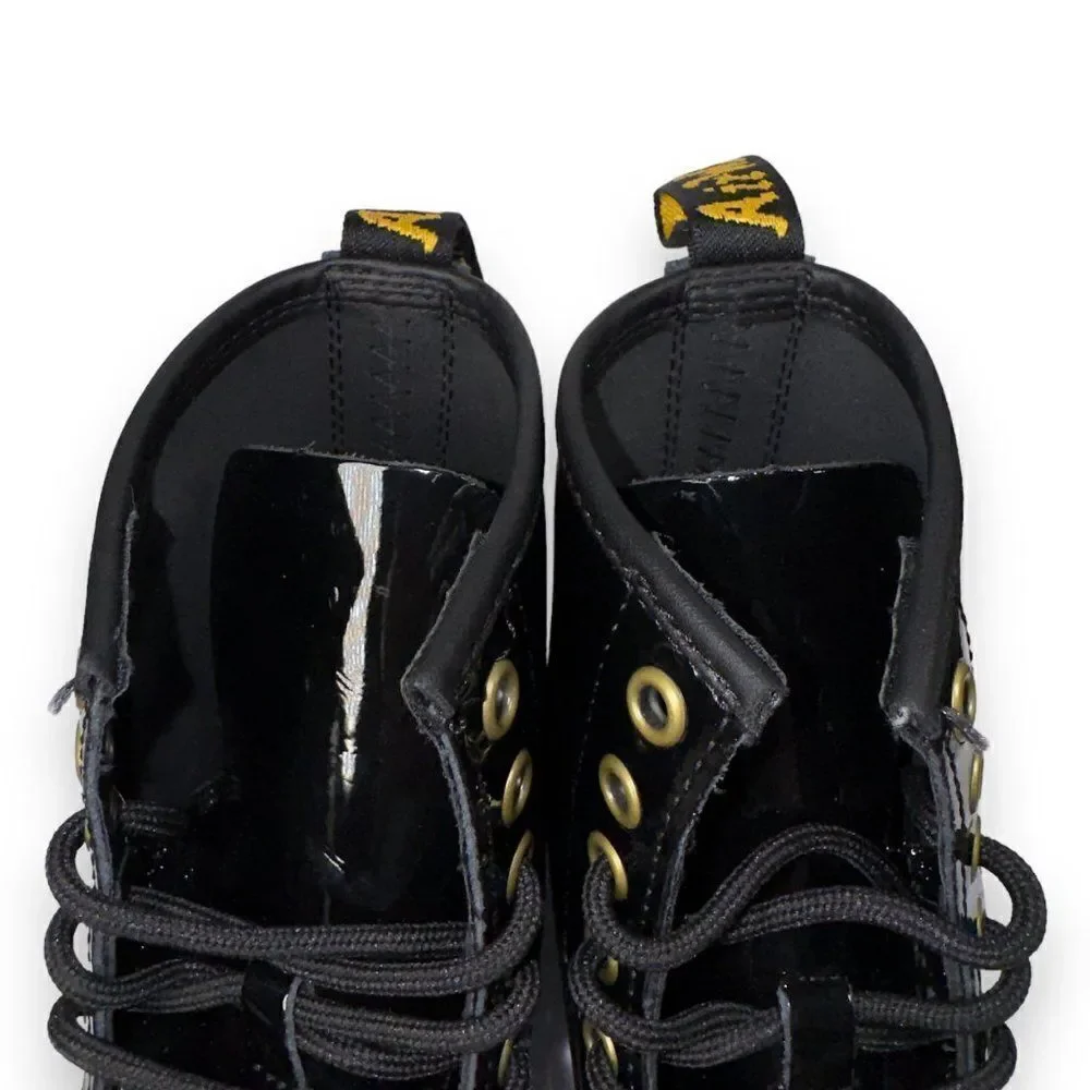 Dr. Martens Zavala Patent‎ Leather Combat Boots Black Women's 5